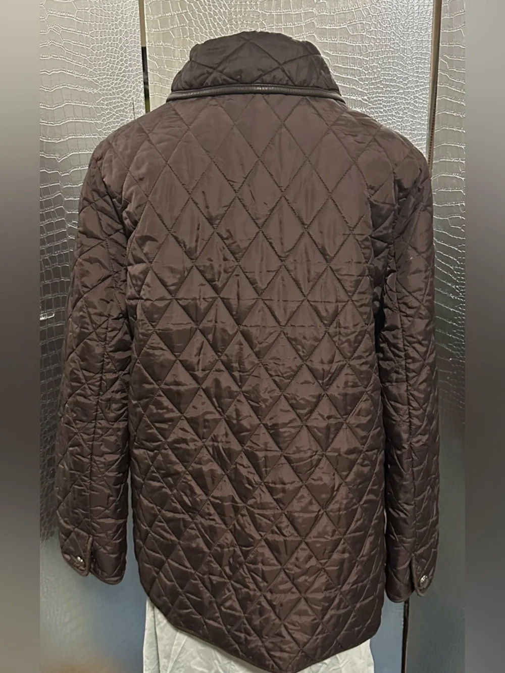 Coach Quilted Brown Diamond-Stitch Puffer Jacket